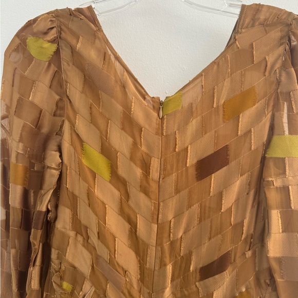 NEW PRADA Brown Tan and Silk Dress Size 44 silk overlay design - Picture 10 of 11